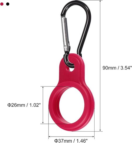 PATIKIL Silicone Water Bottle Clip with Buckle, 2 Pack Drink Holder Hook Keychain Clip Ring for Outdoor Activities Daily Use, Black Red in Saudi Arabia