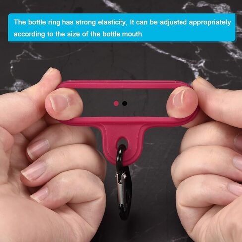PATIKIL Silicone Water Bottle Clip with Buckle, 2 Pack Drink Holder Hook Keychain Clip Ring for Outdoor Activities Daily Use, Black Red in Saudi Arabia