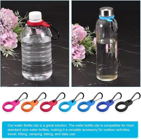 PATIKIL Silicone Water Bottle Clip with Buckle, 2 Pack Drink Holder Hook Keychain Clip Ring for Outdoor Activities Daily Use, Black Red in Saudi Arabia