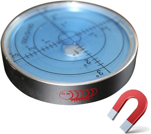 Magnetic Metal Large Spirit Bubble Level 60mm Diameter, 2 23/64, Degrees, Circular, Surface Level - Metal Housing, Bulls Eye Bullseye Vial Round, Blue/Silver in Saudi Arabia