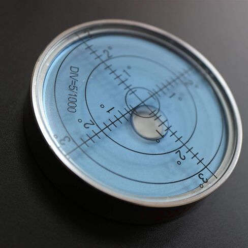 Magnetic Metal Large Spirit Bubble Level 60mm Diameter, 2 23/64, Degrees, Circular, Surface Level - Metal Housing, Bulls Eye Bullseye Vial Round, Blue/Silver in Saudi Arabia