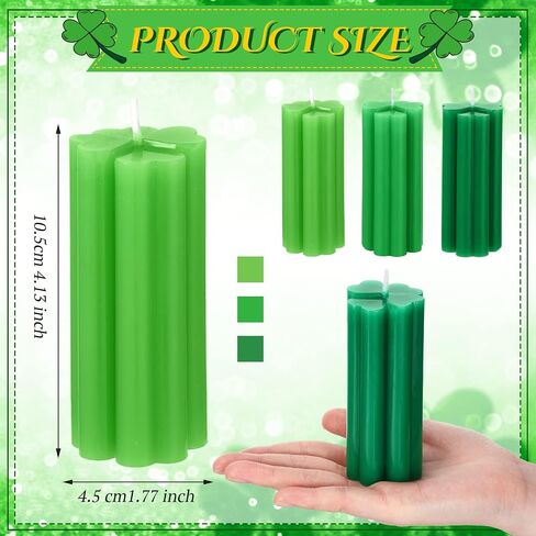 3 Pieces St. Patrick's Day Shamrock Candles Four Leaf Clover Candles Large Lucky Candles Holiday Gifts for St. Patrick's Day Festival Party Table Home Decor (Green Series) in Saudi Arabia