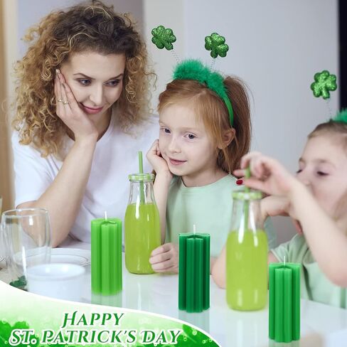 3 Pieces St. Patrick's Day Shamrock Candles Four Leaf Clover Candles Large Lucky Candles Holiday Gifts for St. Patrick's Day Festival Party Table Home Decor (Green Series) in Saudi Arabia