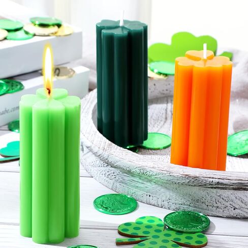 3 Pieces St. Patrick's Day Shamrock Candles Four Leaf Clover Candles Large Lucky Candles Holiday Gifts for St. Patrick's Day Festival Party Table Home Decor (Green Series) in Saudi Arabia