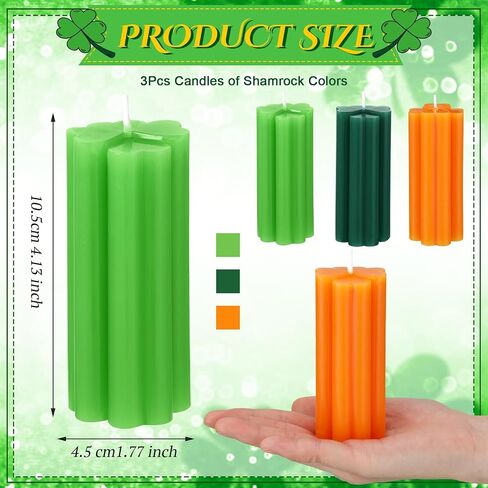 3 Pieces St. Patrick's Day Shamrock Candles Four Leaf Clover Candles Large Lucky Candles Holiday Gifts for St. Patrick's Day Festival Party Table Home Decor (Green Series) in Saudi Arabia