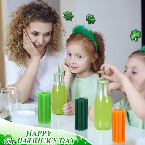 3 Pieces St. Patrick's Day Shamrock Candles Four Leaf Clover Candles Large Lucky Candles Holiday Gifts for St. Patrick's Day Festival Party Table Home Decor (Green Series) in Saudi Arabia
