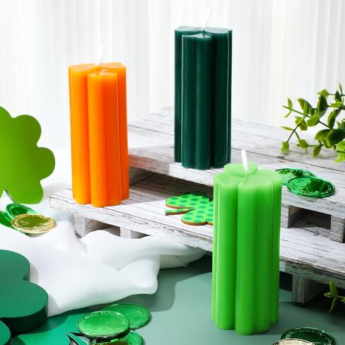 3 Pieces St. Patrick's Day Shamrock Candles Four Leaf Clover Candles Large Lucky Candles Holiday Gifts for St. Patrick's Day Festival Party Table Home Decor (Green Series) in Saudi Arabia