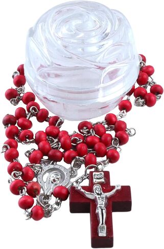 Catholic Rose Smell Rosary, Two Piece Case Included, Crucifix Prayer Beads, 17 inches in Saudi Arabia