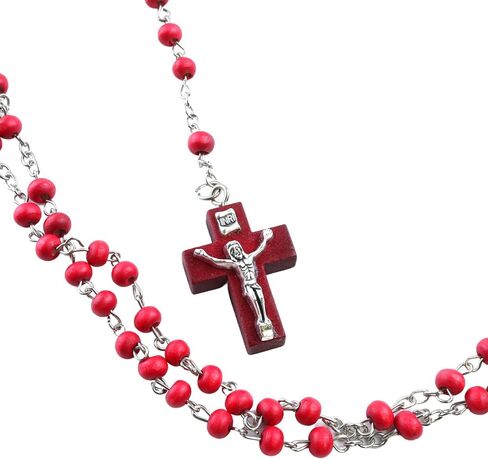 Catholic Rose Smell Rosary, Two Piece Case Included, Crucifix Prayer Beads, 17 inches in Saudi Arabia