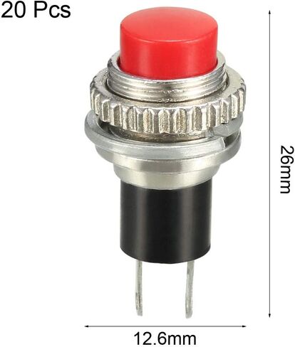 uxcell 10mm Mounting Hole Momentary Push Button Switch SPST NO 20pcs in Saudi Arabia