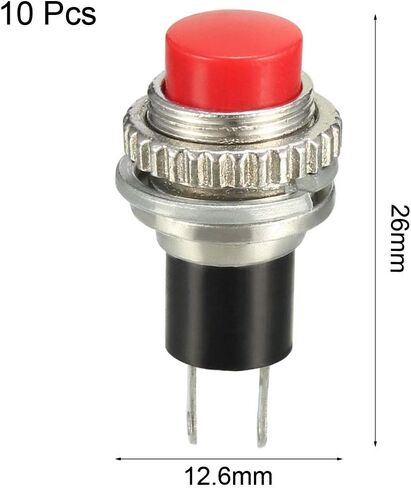 uxcell 10mm Mounting Hole Momentary Push Button Switch SPST NO 20pcs in Saudi Arabia