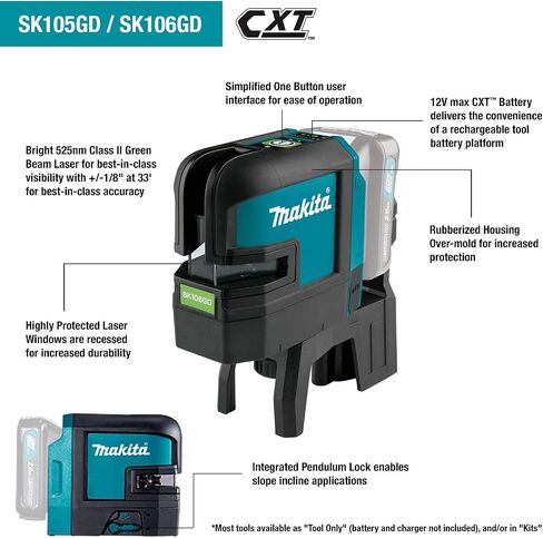 Makita SK105GDNAX 12V max CXT® Lithium-Ion Cordless Self-Leveling Cross-Line Green Beam Laser Kit (2.0Ah) in Saudi Arabia