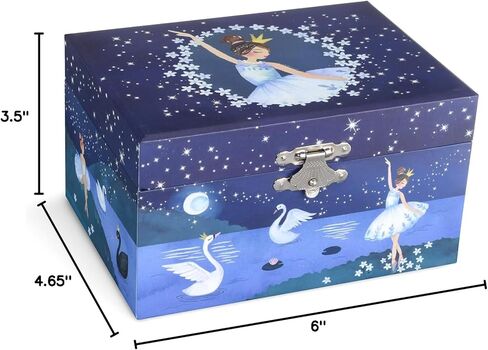صندوق تخزين المجوهرات الموسيقية للفتيات من Jewelkeeper مع راقصة الباليه الدوارة، مقاس 6 × 4.65 × 3.5 بوصة، حزمة تصميم لامعة مع صندوق تخزين المجوهرات مع يونيكورن دوار، تصميم قوس قزح لامع ونجوم in Kuwait