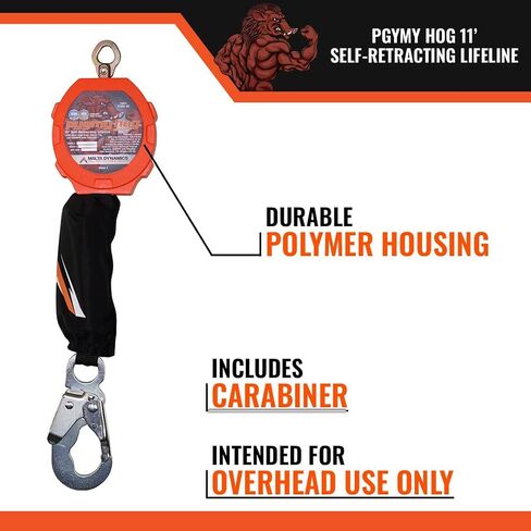 Malta Dynamics Pygmy Hog Web Self-Retracting Lifeline with Steel Snap Hook, OSHA/ANSI Compliant in Saudi Arabia
