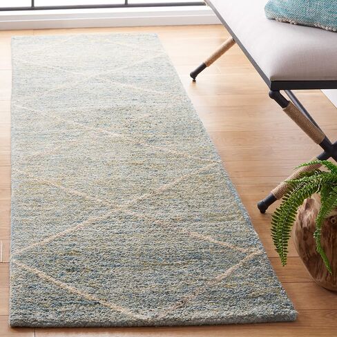 SAFAVIEH Himalaya Collection Runner Rug - 2'3" x 8', Blue, Handmade Wool, Ideal for High Traffic Areas in Living Room, Bedroom (HIM423M) in Saudi Arabia