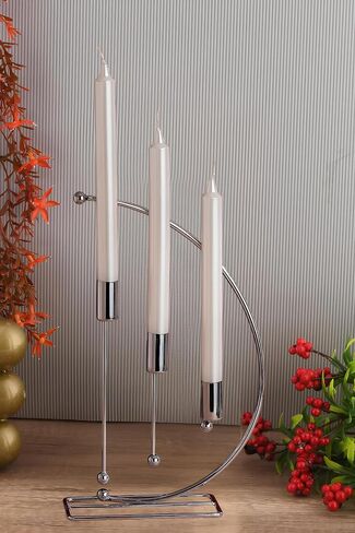 NOTA Model Metal 3-Piece Candle Holders for Table - Elegant Home Decor for Tables - Durable Iron Construction - Gold Candlestick Holder Set for Taper and 3- Wick Candles - 32cm Height (Gold) in Saudi Arabia
