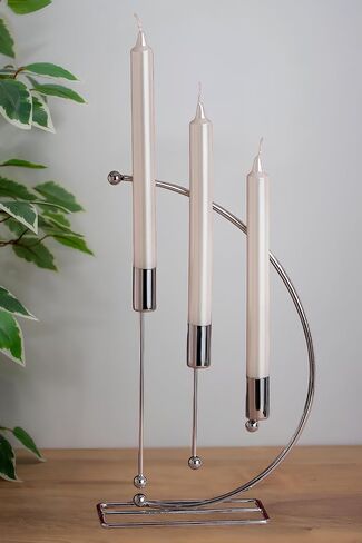 NOTA Model Metal 3-Piece Candle Holders for Table - Elegant Home Decor for Tables - Durable Iron Construction - Gold Candlestick Holder Set for Taper and 3- Wick Candles - 32cm Height (Gold) in Saudi Arabia