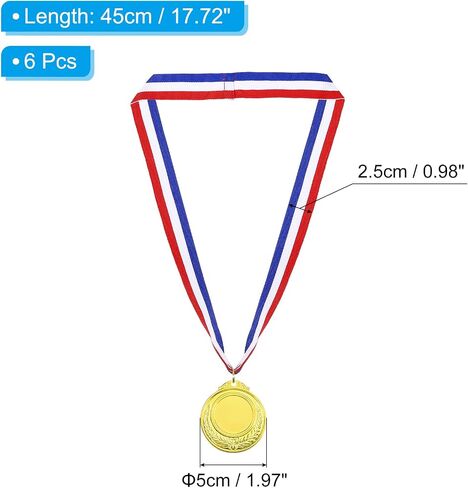 PATIKIL Gold Award Medals, 6 Pcs Blank Olympic Style Winner Medals with Neck Ribbon Metal Medals Prizes for Competitions, Party Decorations, Golden in Saudi Arabia