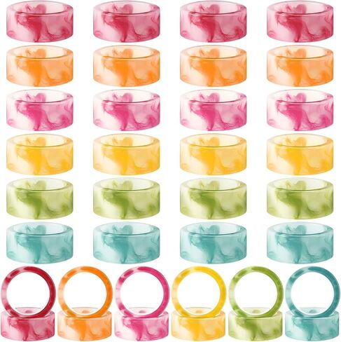 Set of 24 Napkin Rings Pastel Napkin Holders Napkin Rings Bulk Resin Napkin Rings for Autumn Thanksgiving Day Party Decoration Dinning Table Family Gatherings in Saudi Arabia