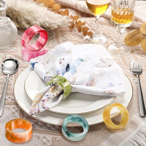 Set of 24 Napkin Rings Pastel Napkin Holders Napkin Rings Bulk Resin Napkin Rings for Autumn Thanksgiving Day Party Decoration Dinning Table Family Gatherings in Saudi Arabia