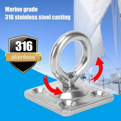 VBESTLIFE Stainless Steel Ceiling Hooks, 360 Degree Rotating Ceiling Hooks Pad Eye Plate U Hooks for Seawater in Saudi Arabia