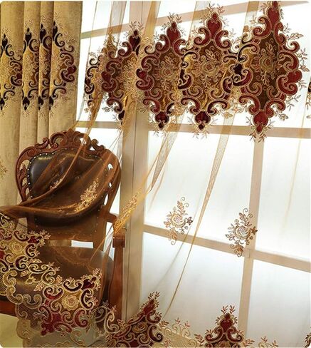 European Brown Burgundy Waterfall Valances for Windows Swag Waterfall Valance with Beads European Chenille Curtain Valance for Living Room 1 Panel in Saudi Arabia