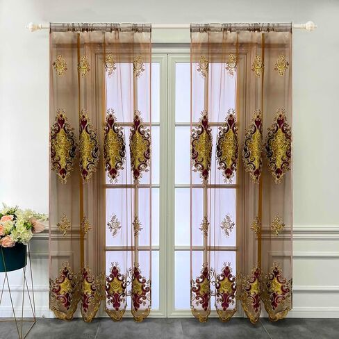 European Brown Burgundy Waterfall Valances for Windows Swag Waterfall Valance with Beads European Chenille Curtain Valance for Living Room 1 Panel in Saudi Arabia