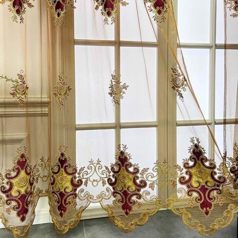 European Brown Burgundy Waterfall Valances for Windows Swag Waterfall Valance with Beads European Chenille Curtain Valance for Living Room 1 Panel in Saudi Arabia