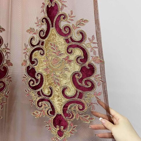 European Brown Burgundy Waterfall Valances for Windows Swag Waterfall Valance with Beads European Chenille Curtain Valance for Living Room 1 Panel in Saudi Arabia