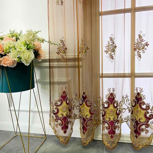 European Brown Burgundy Waterfall Valances for Windows Swag Waterfall Valance with Beads European Chenille Curtain Valance for Living Room 1 Panel in Saudi Arabia