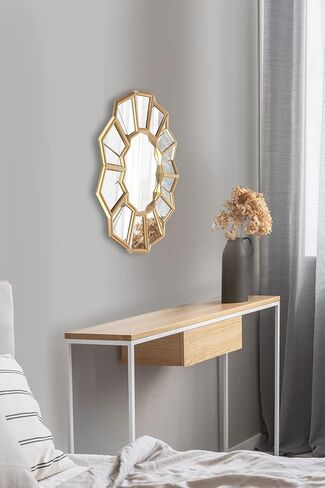 مرآة ذهبية مستديرة مقاس 24 بوصة لتزيين حائط غرفة المعيشة، مرآة حمام دائرية بإطار ذهبي، مرآة زينة دائرية مزخرفة، (IMP8570) in Kuwait