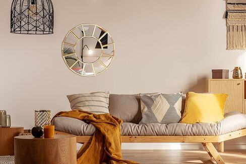 مرآة ذهبية مستديرة مقاس 24 بوصة لتزيين حائط غرفة المعيشة، مرآة حمام دائرية بإطار ذهبي، مرآة زينة دائرية مزخرفة، (IMP8570) in Kuwait