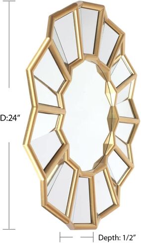 مرآة ذهبية مستديرة مقاس 24 بوصة لتزيين حائط غرفة المعيشة، مرآة حمام دائرية بإطار ذهبي، مرآة زينة دائرية مزخرفة، (IMP8570) in Kuwait