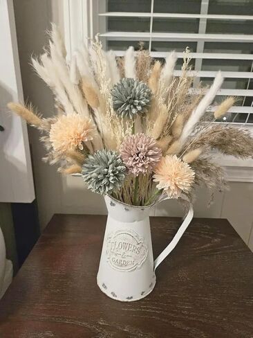 إبريق مزخرف من المجلفن الريفي مقاس 7.7 بوصة، مزهرية زهور عتيقة مع تحيات، إبريق ريفي لبيت المزرعة لغرفة المعيشة وغرفة النوم والمطبخ والمكتب in Kuwait