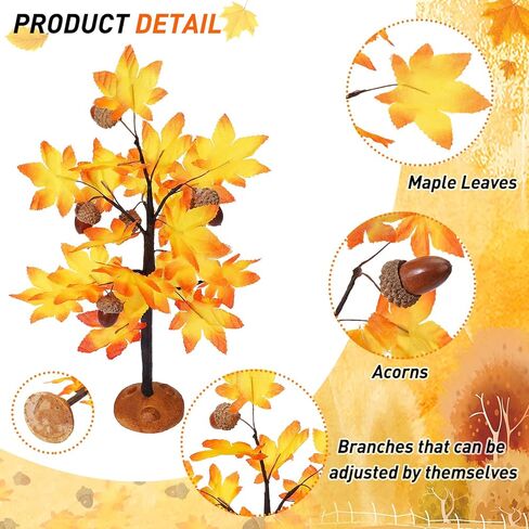 مجموعة قرية Xinnun لعيد الشكر، 4 قطع، شجرة قيقب الخريف في قرية الخريف الاصطناعية مع 10 بلوط و50 ورقة قيقب، نموذج شجرة بلاستيكية مصغرة، وعاء نبات المناظر الطبيعية لديكور الحفلات in Kuwait