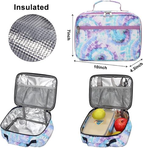 Joyfulife Girls Backpacks, Tie Dye Backpack for Girls Kids Bookbags School Backpack with Lunch Box (Tie Dye Black) in Saudi Arabia