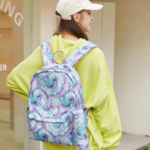 Joyfulife Girls Backpacks, Tie Dye Backpack for Girls Kids Bookbags School Backpack with Lunch Box (Tie Dye Black) in Saudi Arabia