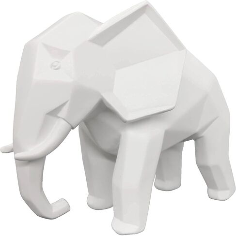 Home Decor Abstract Elephant Sculpture - Modern Geometric Elephant Resin Statues Accessories Crafts Sculpture Ornaments (Black) in Saudi Arabia