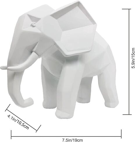 Home Decor Abstract Elephant Sculpture - Modern Geometric Elephant Resin Statues Accessories Crafts Sculpture Ornaments (Black) in Saudi Arabia