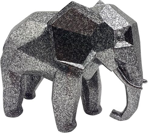 Home Decor Abstract Elephant Sculpture - Modern Geometric Elephant Resin Statues Accessories Crafts Sculpture Ornaments (Black) in Saudi Arabia