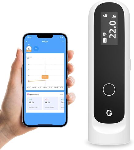 قياس الارتفاع الذكي عالي الدقة من ELLIE للأطفال - تصميم لاسلكي محمول على الحائط مع شاشة LCD مع تطبيق لتتبع الارتفاع وإدارة البيانات in Kuwait