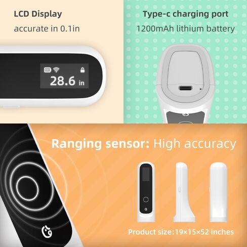 قياس الارتفاع الذكي عالي الدقة من ELLIE للأطفال - تصميم لاسلكي محمول على الحائط مع شاشة LCD مع تطبيق لتتبع الارتفاع وإدارة البيانات in Kuwait