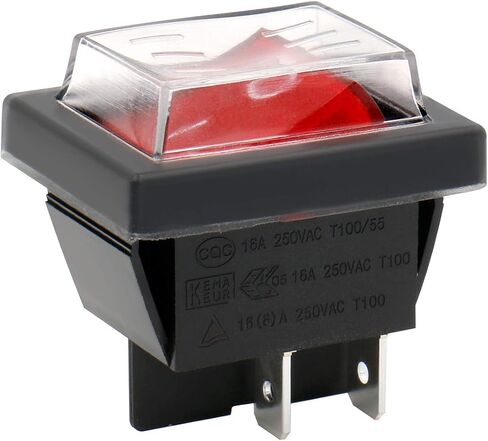 مفتاح الروك ON-OFF DPST 4 محطات الضوء الأحمر 16A 250VAC مع غطاء مقاوم للماء (4) in Kuwait