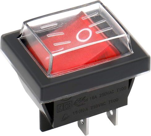 مفتاح الروك ON-OFF DPST 4 محطات الضوء الأحمر 16A 250VAC مع غطاء مقاوم للماء (4) in Kuwait