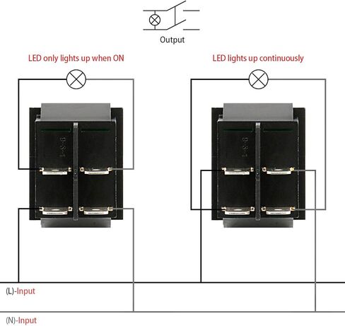 مفتاح الروك ON-OFF DPST 4 محطات الضوء الأحمر 16A 250VAC مع غطاء مقاوم للماء (4) in Kuwait