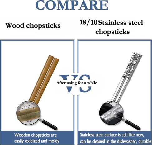 Metal Chopsticks 18/10 Stainless Steel Reusable Chopsticks Cute Laser Engraved Non-slip Korean Japanese Chinese Chopsticks,18/10 Stainless steel Dishwasher Safe for Cooking Eating 9 1/4 Inches 5 Pairs in Saudi Arabia