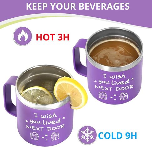 Best Friend Gift for Women - “I wish you lived next door" - Purple Tumbler Mug 14oz - Funny Ideas for Friendship Hostess Present Birthday Long Distance Female Bestie BFF in Saudi Arabia