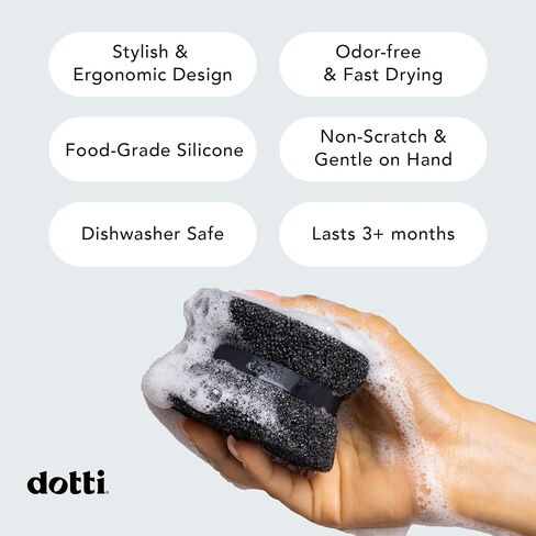 Dotti Super Scrubber Silicone Sponge - Odor-Free, Non-Scratch, Fast-Drying, and Dishwasher-Safe Dish Scrubber - Also for Showers, Tile, and Counters - 3 Pack, Odyssey in Saudi Arabia