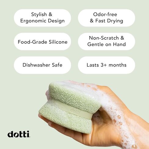 Dotti Super Scrubber Silicone Sponge - Odor-Free, Non-Scratch, Fast-Drying, and Dishwasher-Safe Dish Scrubber - Also for Showers, Tile, and Counters - 3 Pack, Odyssey in Saudi Arabia