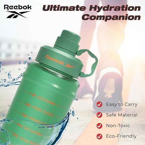 Reebok Motivational Water Bottle With Lifestyle Design - Leak Proof Water Bottles 67oz - Sports Water Bottle With Motivation - Reusable Water Bottles, BPA Free (Black) in Saudi Arabia